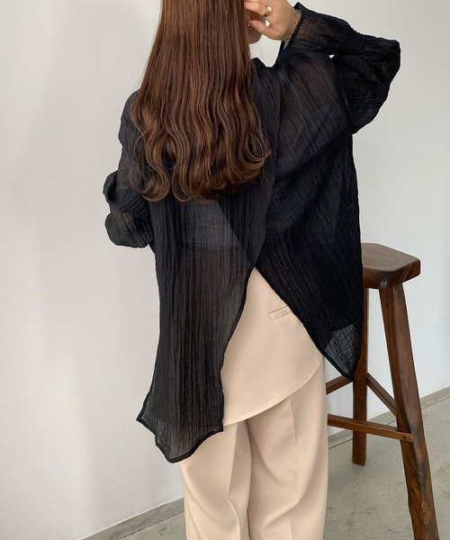 callautia ブラウス シャツ バックスリットシアーシャツ