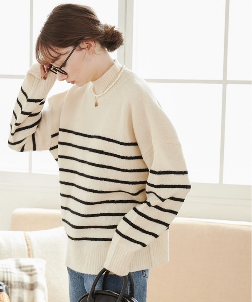 ［美品］HACHIYARDS ハイネックプルオーバー レディース S 黒白 BACKスリットハイネックプルオーバー | Chez toi(シェトワ)レディース