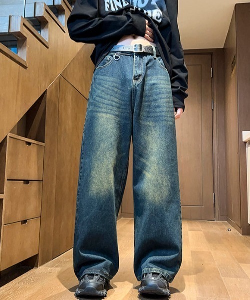 パンツ デニム ジーンズ ヴィンテージ風ワイドデニム メンズ 