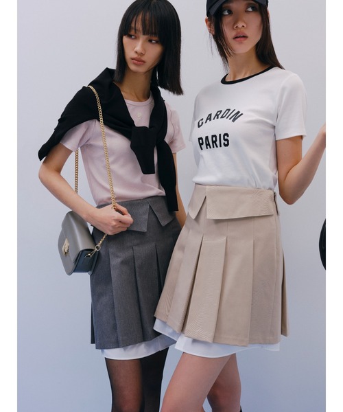 スカート 「pierre cardin」シャツレイヤードタックスカート 