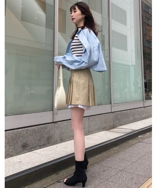 スカート 「pierre cardin」シャツレイヤードタックスカート 
