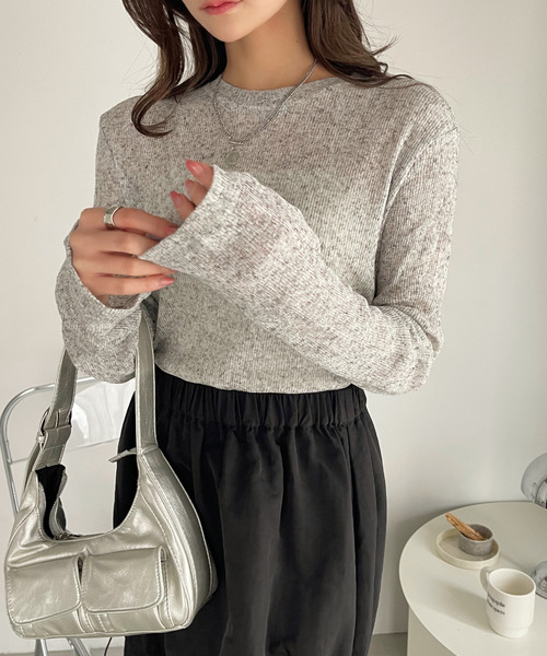 Ada. tシャツ 「紫外線・日焼け対策にも！」メランジ シアー ロング