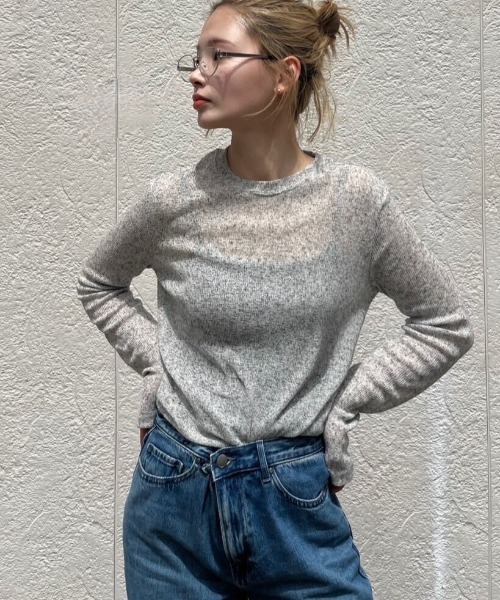 Ada. tシャツ 「紫外線・日焼け対策にも！」メランジ シアー ロング