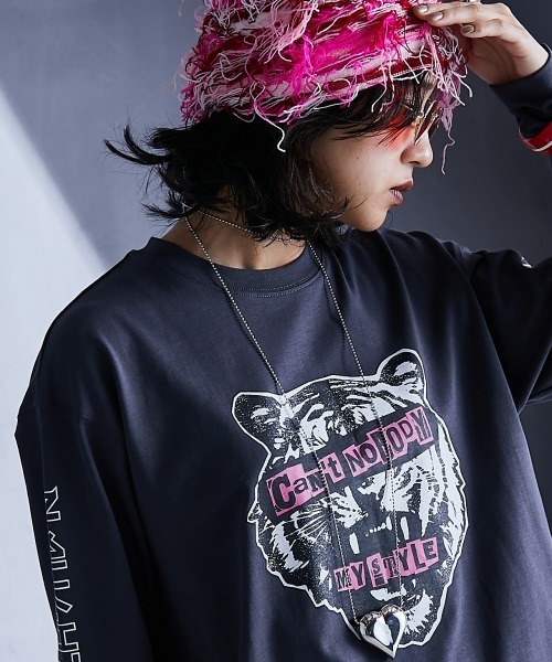 GEVS. tシャツ 綿100％グラフィックプリントロングスリーブT