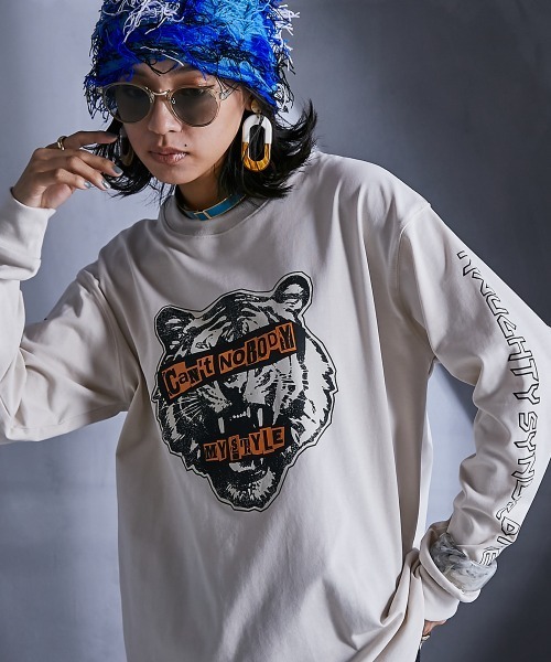 大きいサイズ レディース トップス 綿100％グラフィックプリントロングスリーブＴシャツ GEVS.対応 30代 40代 50代 ジェイビス じぇいびす GEVS. tシャツ 綿100％グラフィックプリントロングスリーブT