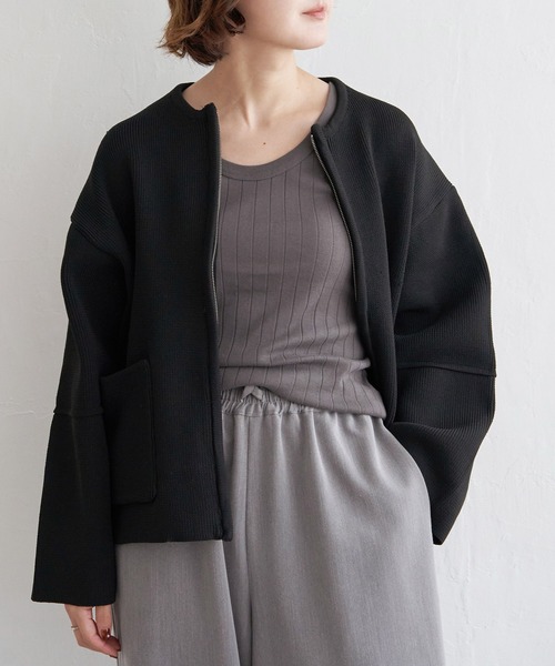 美品　セオリー　ショートブルゾン　ニット　ジップ　カーディガン　現行タグ　洗える 美品 セオリー ショートブルゾン ニット ジップ カーディガン