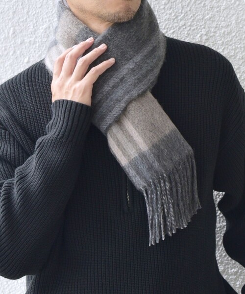 SHIPS any マフラー any: ウール リバーシブル チェック 24FW メンズ