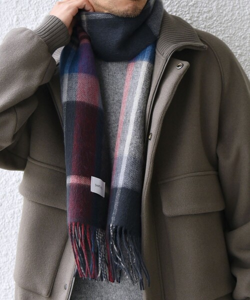 SHIPS any マフラー any: ウール リバーシブル チェック 24FW メンズ