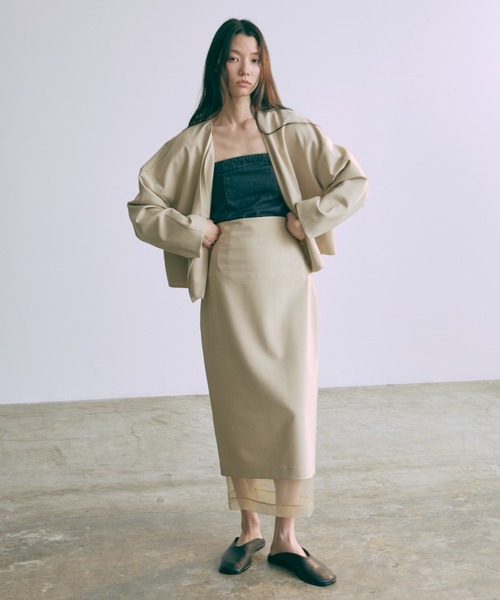 スカート ie layered set up EN NEUME スカート 「Set Up」Sheer Layered I-Line Skirt : ZOZOTOWN