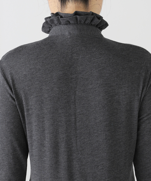 IENA LA BOUCLE フリルヘンリーネックカットソー 白 IENA LA BOUCLE（イエナラブークル） tシャツ 「追加」IENA LA BOUCLE