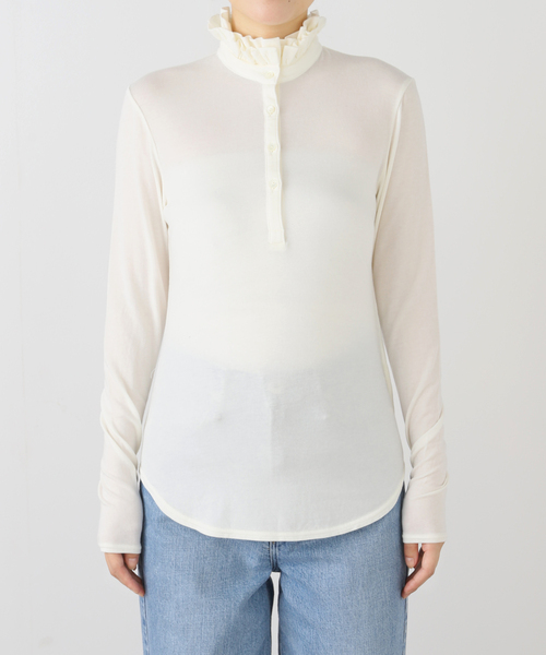 IENA LA BOUCLE（イエナラブークル） ヘンリーネック tシャツ フリル