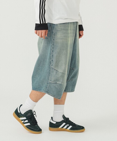BEAMS ジーンズ 5ポケット クウォーターレングス ワイドデニム