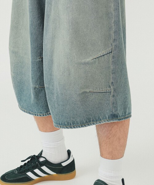 BEAMS ジーンズ 5ポケット クウォーターレングス ワイドデニム