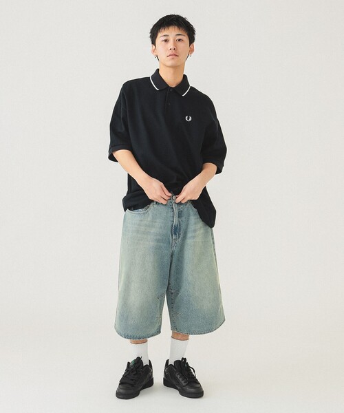 BEAMS ジーンズ 5ポケット クウォーターレングス ワイドデニム