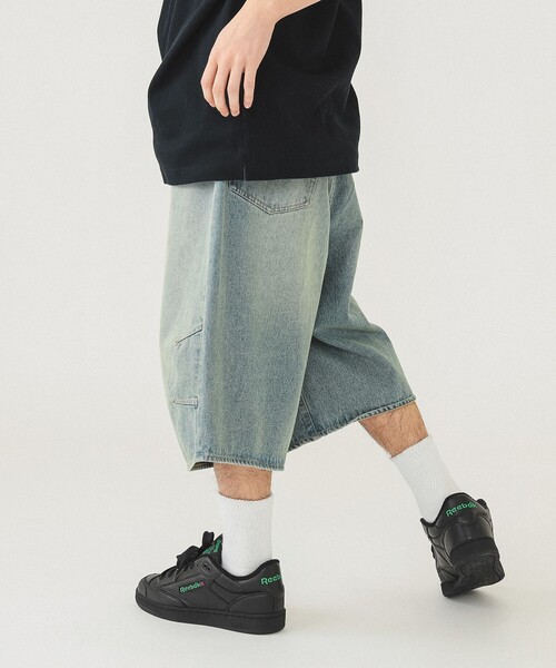 BEAMS ジーンズ 5ポケット クウォーターレングス ワイドデニム