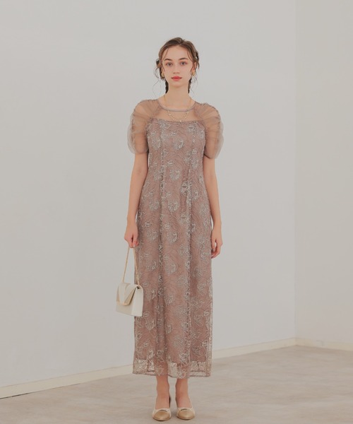 ★新品★ドリードール　フラワーチュールギャザーパフドレス　結婚式　パーティー Dorry Doll（ドリードール） ドレス フラワーチュールギャザーパフ