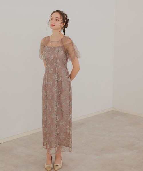 ★新品★ドリードール　フラワーチュールギャザーパフドレス　結婚式　パーティー Dorry Doll（ドリードール） ドレス フラワーチュールギャザーパフ