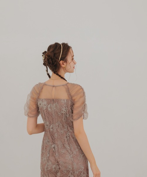 ★新品★ドリードール　フラワーチュールギャザーパフドレス　結婚式　パーティー Dorry Doll（ドリードール） ドレス フラワーチュールギャザーパフ