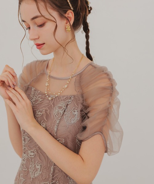 Dorry Doll ドレス フラワーチュールギャザーパフドレス