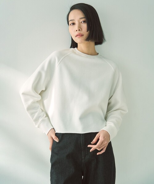 tシャツ 「ストレッチ/UVケア」クロップドスウェット レディース