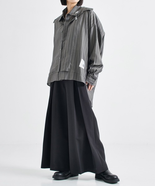 MIHARA YASUHIRO / ミハラヤスヒロ | メッシュレイヤード 変形 レザー ライダースベスト | 38 | ブラック | レディース MAISON MIHARA YASUHIRO（メゾン ミハラヤスヒロ） ブラウス シャツ