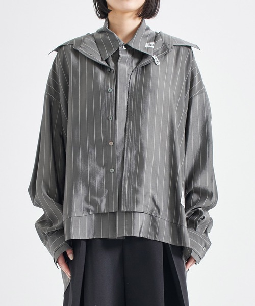 【希少】ミハラヤスヒロ　フリンジ付き　グレー　シャツ 長袖 MAISON MIHARA YASUHIRO（メゾン ミハラヤスヒロ） ブラウス シャツ