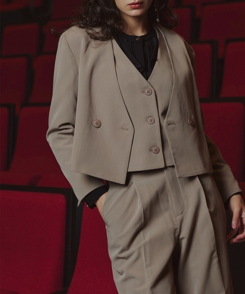 く*り様 21aw 短丈セットアップ Callarus セットアップ デザインショートジャケットパンツセットアップ