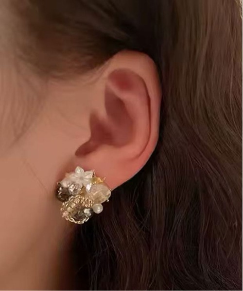 Port（ポート） ピアス 「 」 キラキラ ビジュー フラワー ピアス / 花