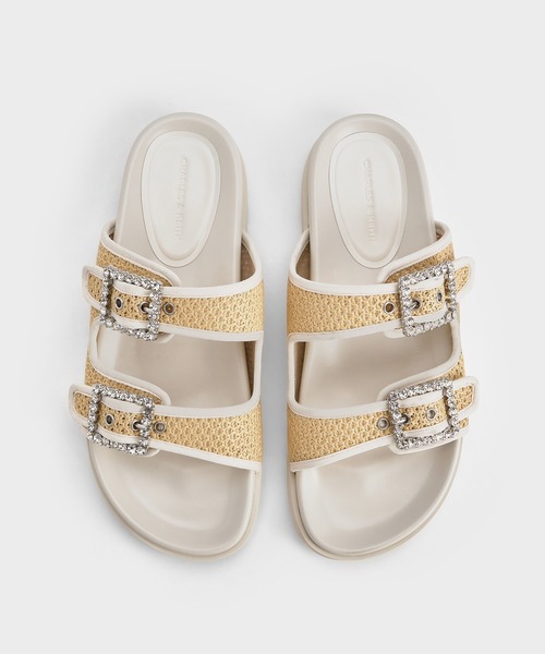 CHARLES ＆ KEITH（チャールズ&キース） サンダル ラフィア ジェム