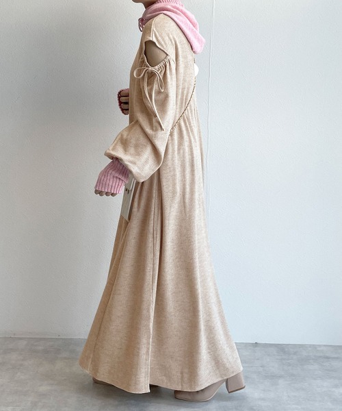 「w closet」 長袖ワンピース FREE ライトベージュ レディース_画像3