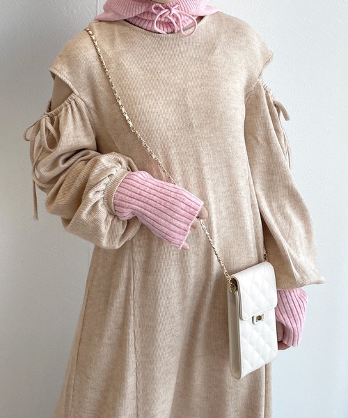 「w closet」 長袖ワンピース FREE ライトベージュ レディース_画像5