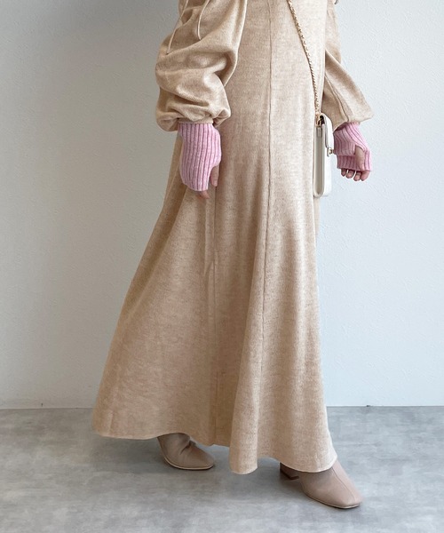 「w closet」 長袖ワンピース FREE ライトベージュ レディース_画像9