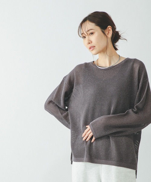 ニット セーター ラメネップニットプルオーバー/洗える レディース select MOCA ニット セーター ネップラメクルーネックニット