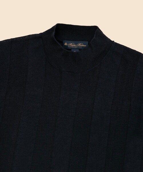 BROOKS BROTHERS セーター ニット リネン ストライプ モック