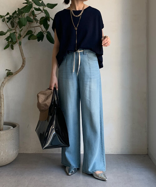 DouDouニット DouDou ニット セーター 前後2WAYラメニットタンク レディース