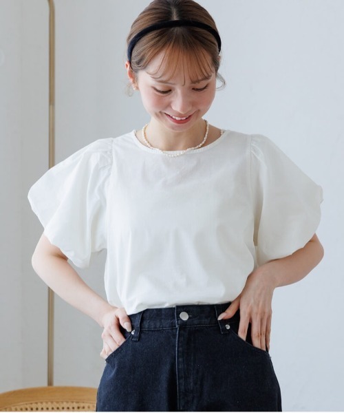 flower ブラウス シャツ フェミニンパフブラウス4 レディース