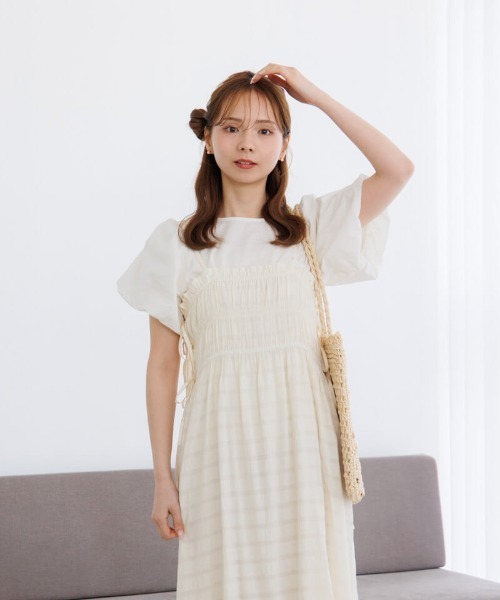 flower ブラウス シャツ 半袖 フェミニンパフブラウス4 レディース