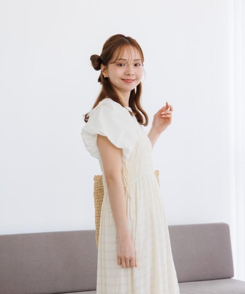 flower ブラウス シャツ 半袖 フェミニンパフブラウス4 レディース