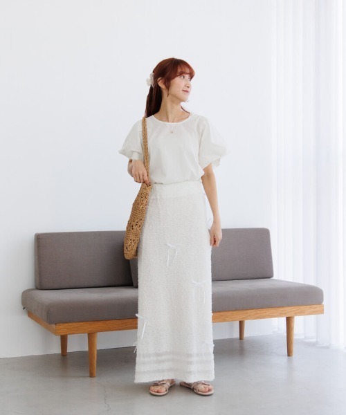 flower ブラウス シャツ 半袖 フェミニンパフブラウス4 レディース