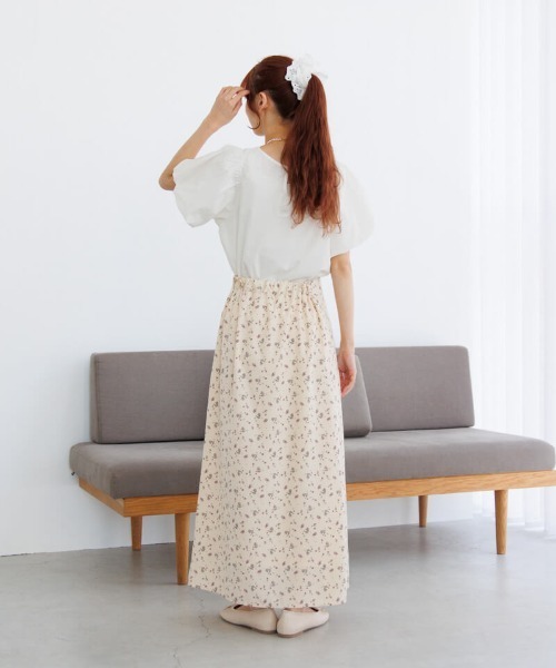 flower ブラウス シャツ 半袖 フェミニンパフブラウス4 レディース