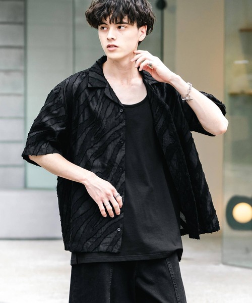 Rocky Monroe シャツ オーバーサイズ ゼブラ柄デザインレース