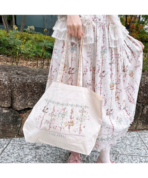 17日期間限定SALEピンクハウス　メリーゴーラウンドプリントミディワンピース PINK HOUSE｜メリーゴーラウンドプリントミディワンピース
