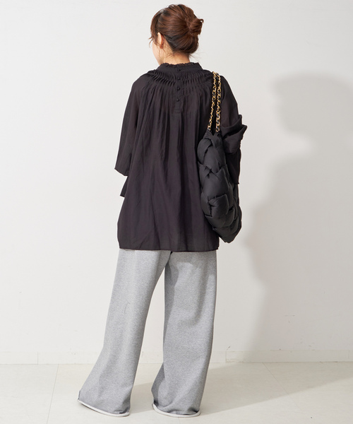 4626【タグ付き】スピックアンドスパン　シアーブラウス　リネン　長袖　ホワイト Spick＆Span 「Spick & Span」 長袖ブラウス FREE ホワイト