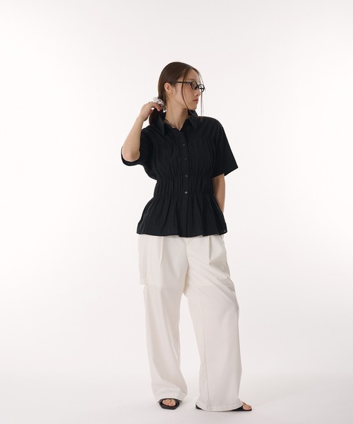 MUHET ブラウス シャツ shirred shirt blouse / シャーリング