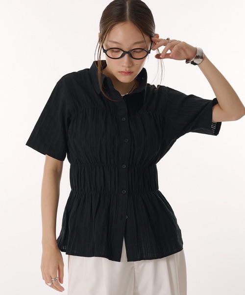 ブラウス シャツ (mici)MESH BIG SHIRT レディース MidiUmi ブラウス シャツ ビックシアーシャツ レディース