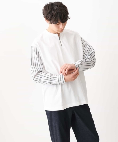 「a.v.v」 長袖Tシャツ 50 ホワイト メンズ