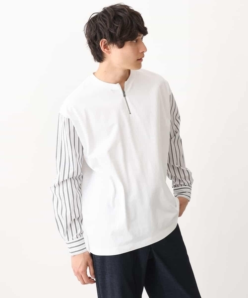「a.v.v」 長袖Tシャツ 50 ホワイト メンズ