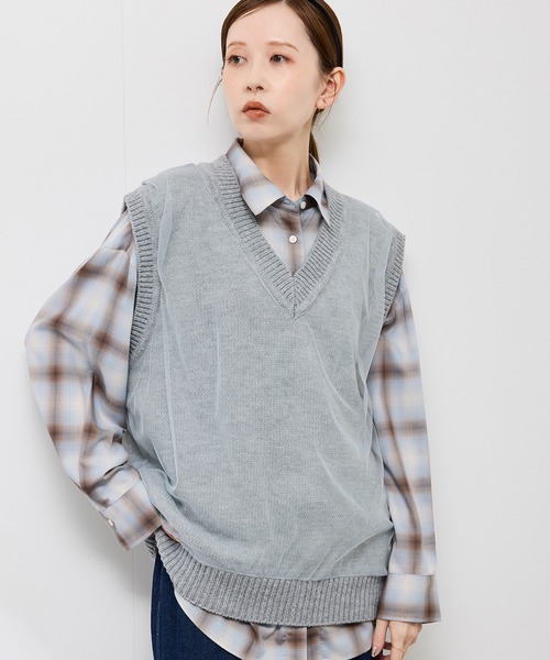 ベスト ジレ TORRAZZO DONNAチュール×シャギーニットベスト レディース zzy4524d0142_l_c103.jpg