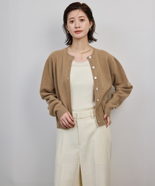 【ベージュ（27）】ウールカシミヤニットカーディガン ROPE'（ロペ） カーディガン 「一部WEB限定」ウールカシミヤ ブレンド