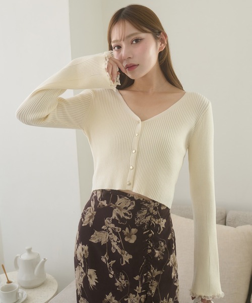 カーディガン gold button puff sleeve knit gold button puff sleeve knit – andequal